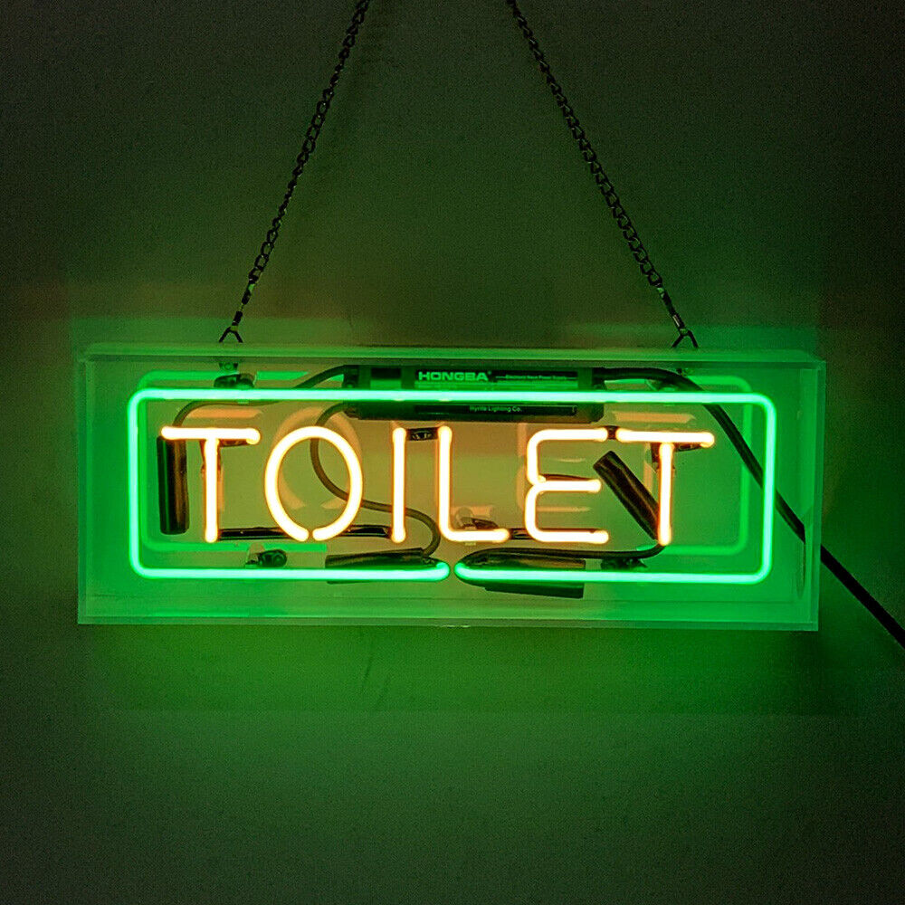 "Toliet" Acrylbox Neonschrift, Glas Neonschrift, Tisch Neonschrift