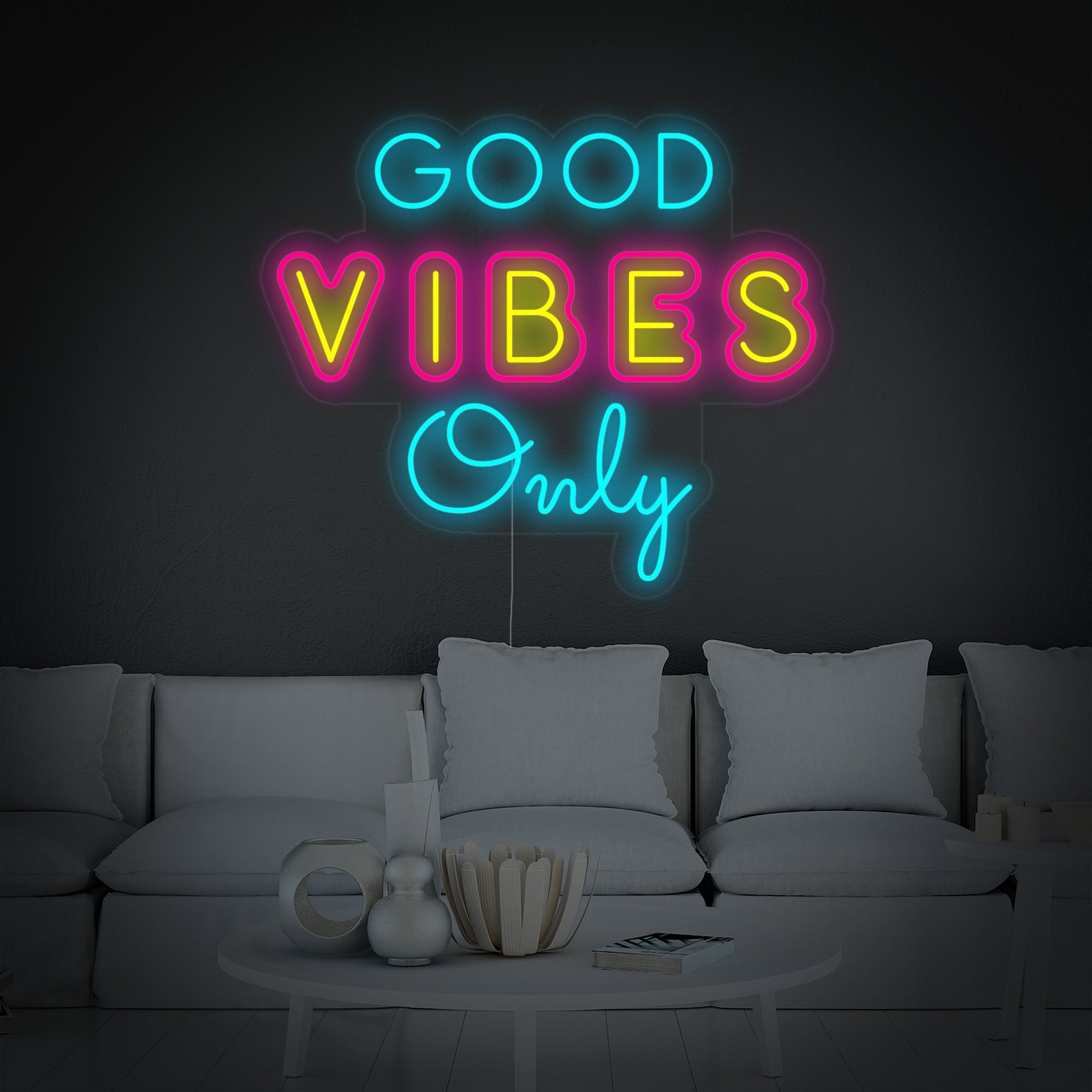 "Good Vibes Only" Neonschrift