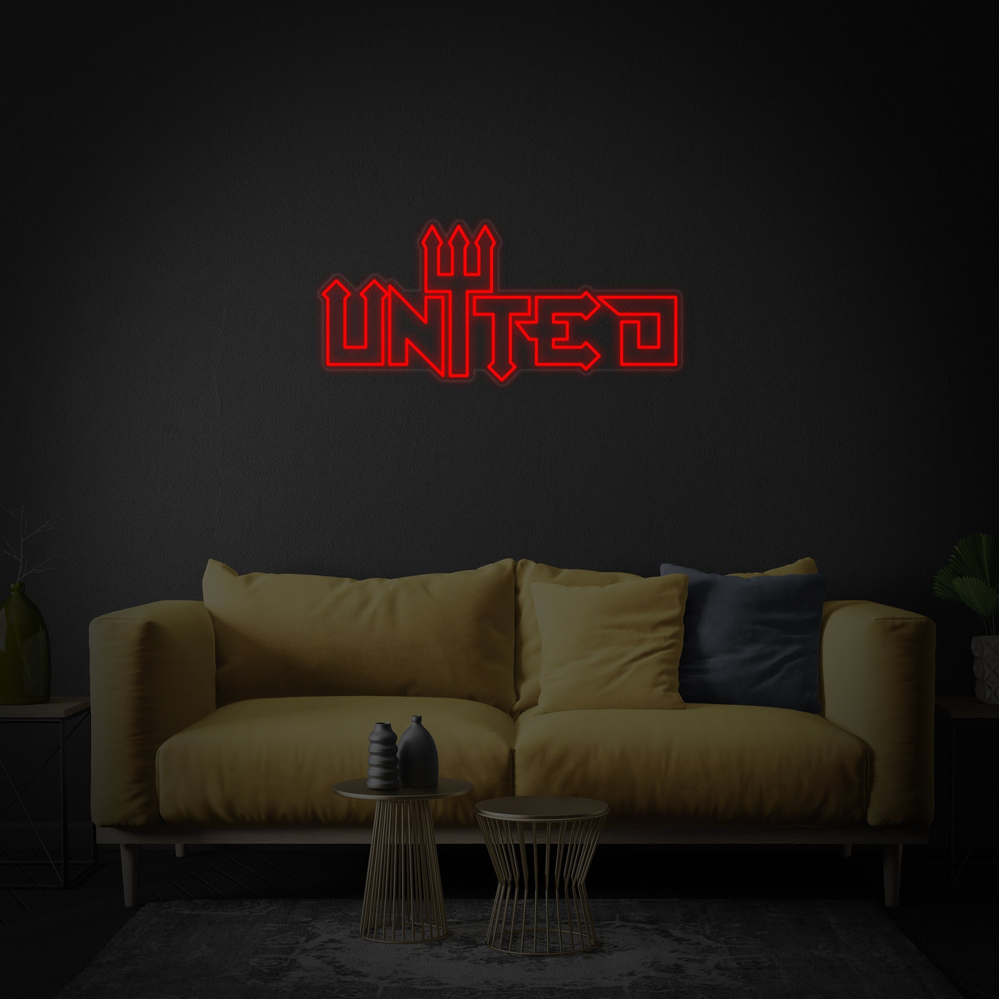 "United Fußballmannschaft" Neonschrift