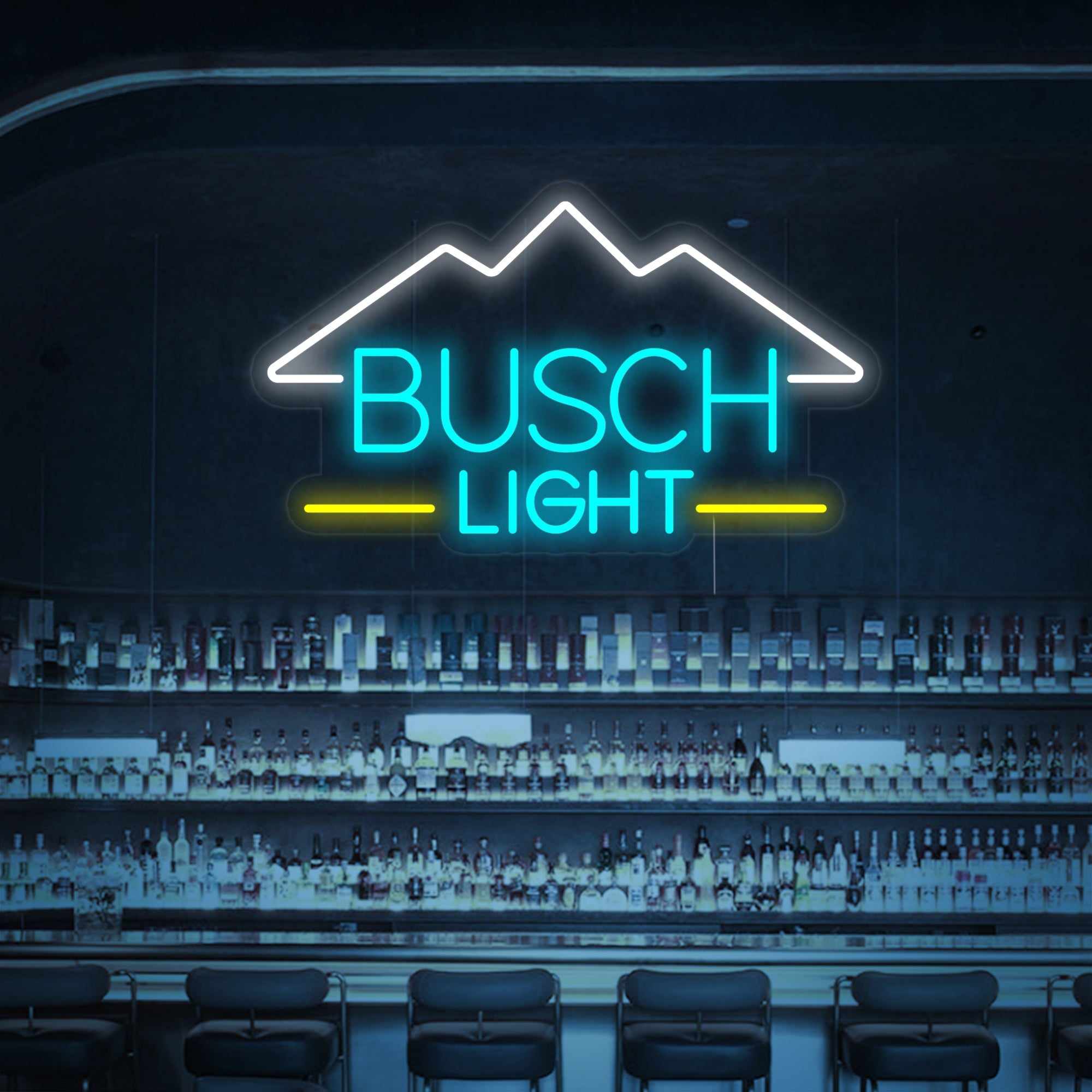 "Vintage Busch Light Bierbar" Neonschrift