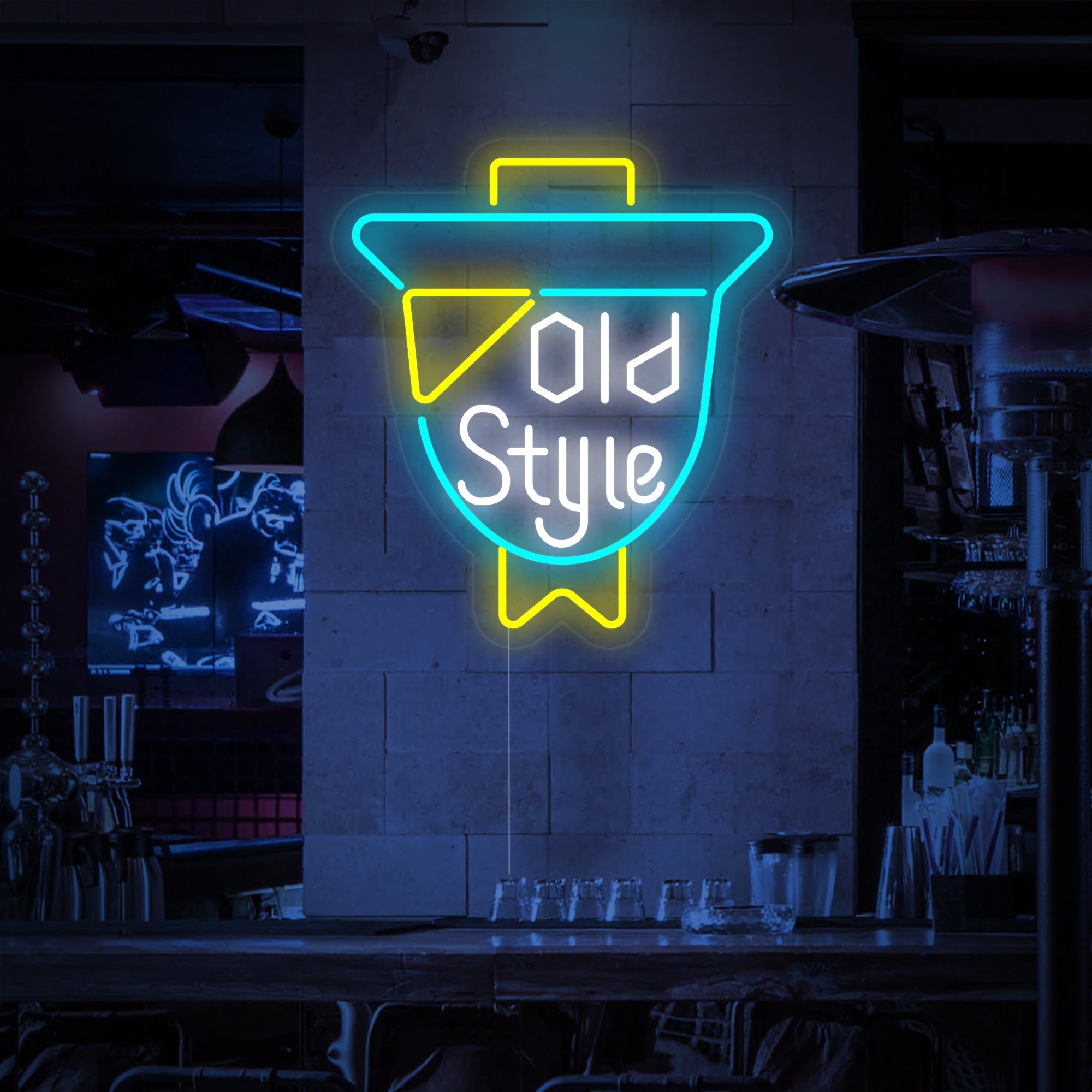 "Vintage Old Style Bierbar" Neonschrift