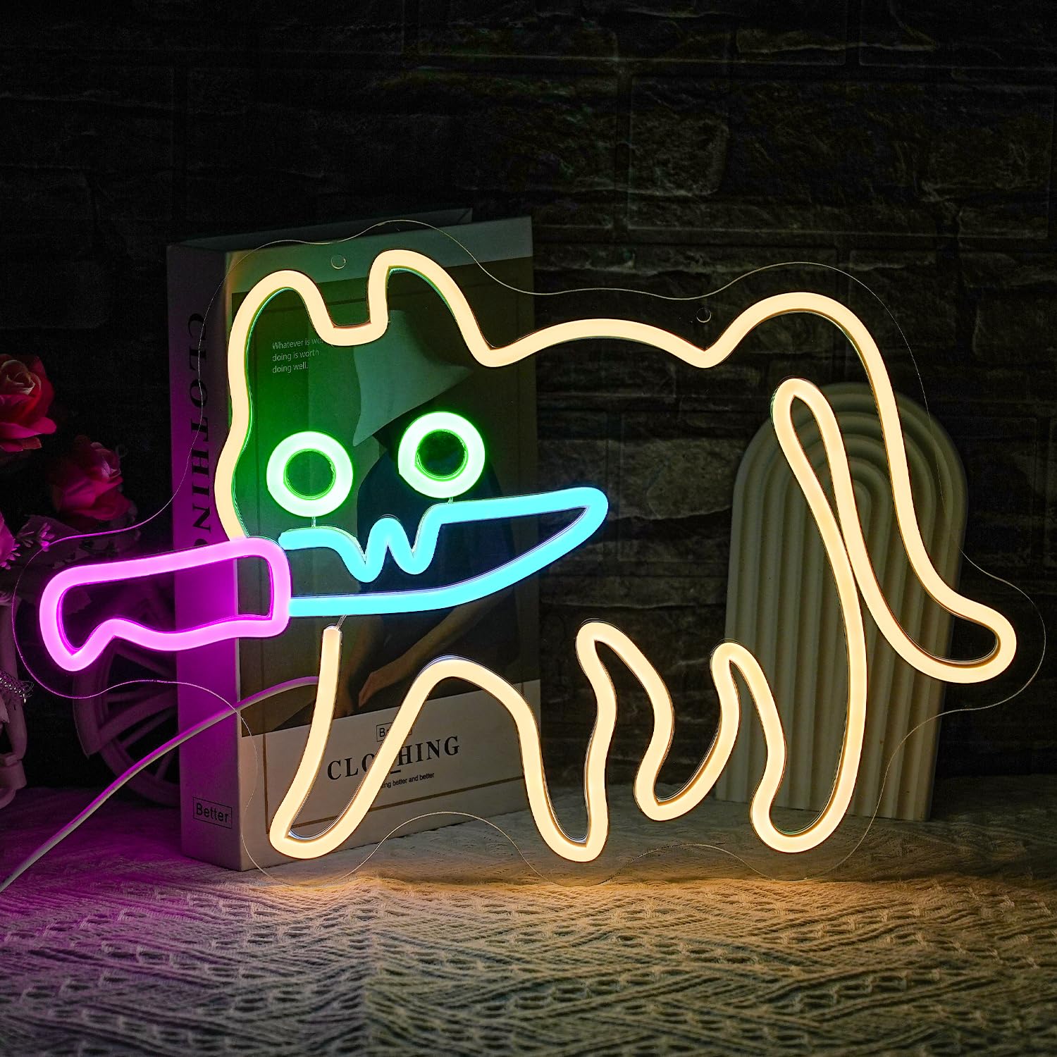 Vorsicht vor unserer Katzen-Erinnerungs-Leuchtreklame
