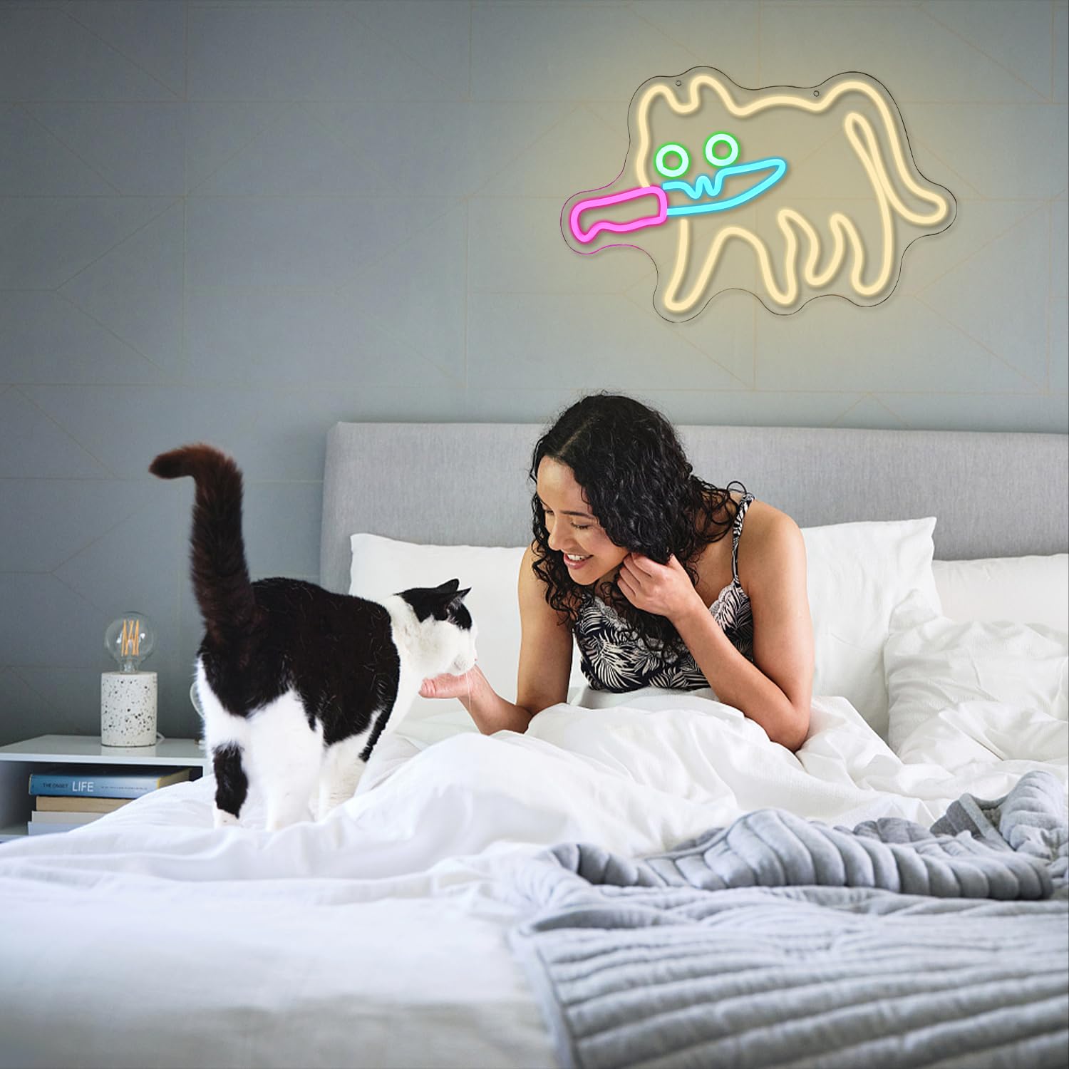 Vorsicht vor unserer Katzen-Erinnerungs-Leuchtreklame