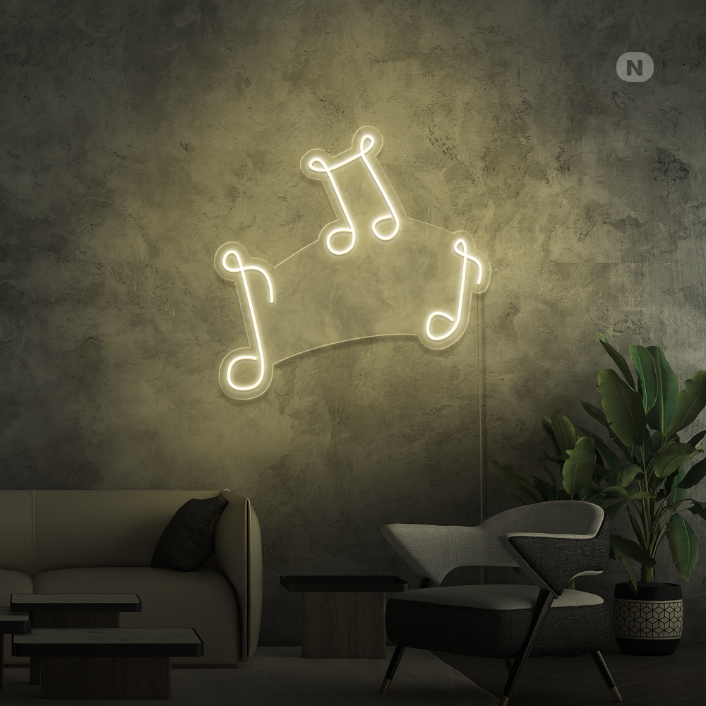 Neon Schild Musikalische Noten