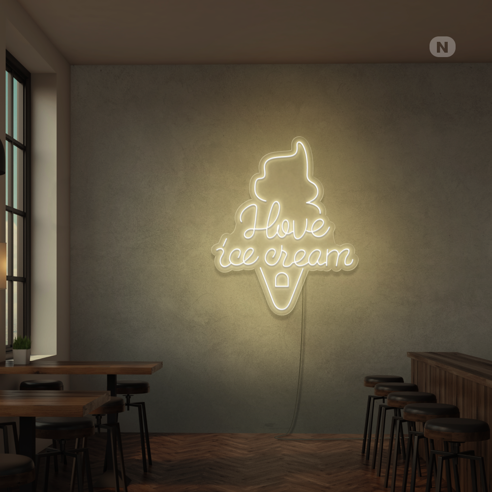 Neon Schild I love ice cream