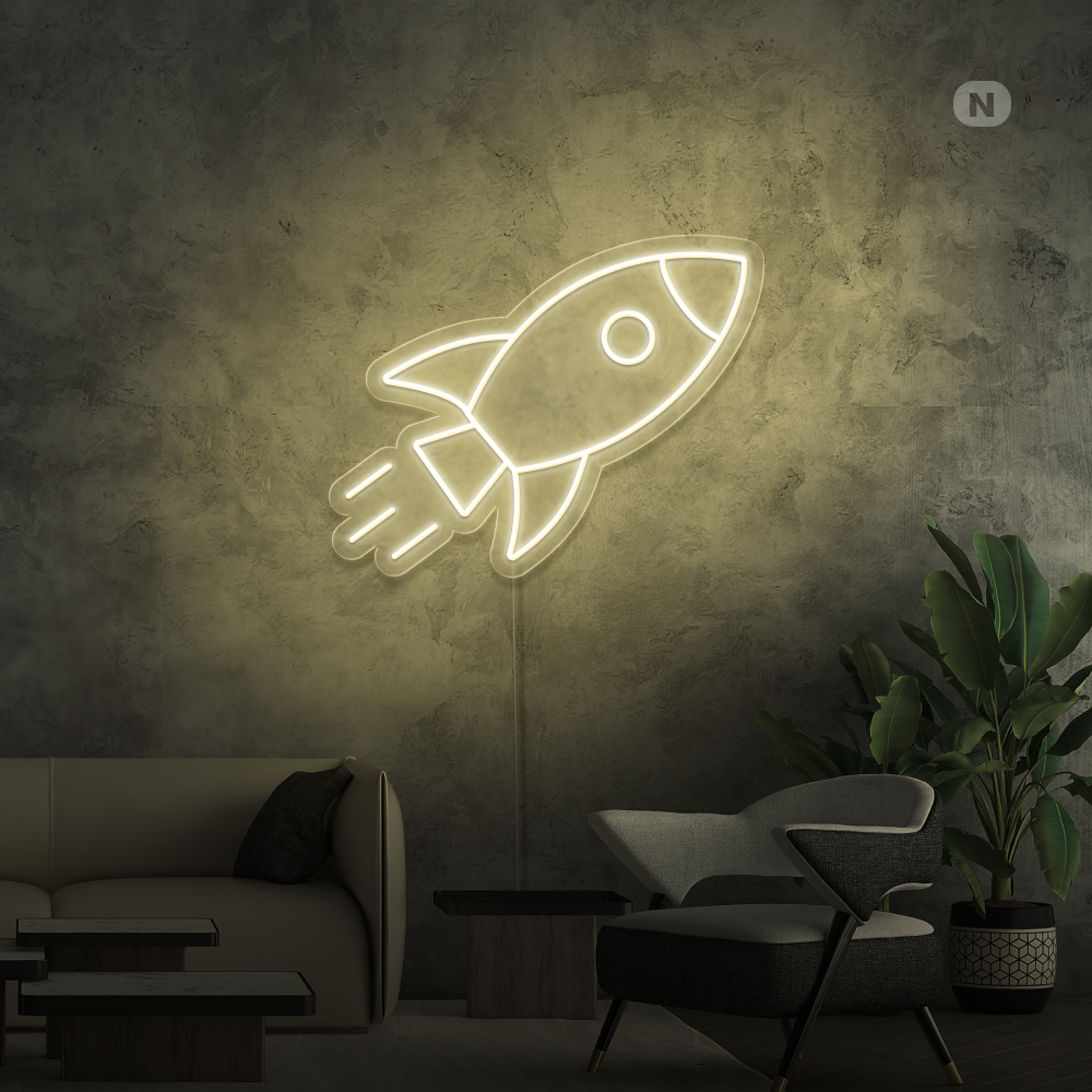 Neon Schild Rakete