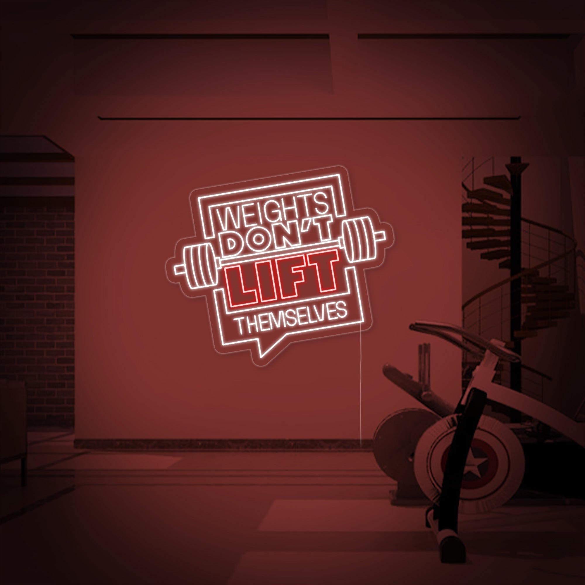 "Weights Dont Lift Themselves" Neonschrift