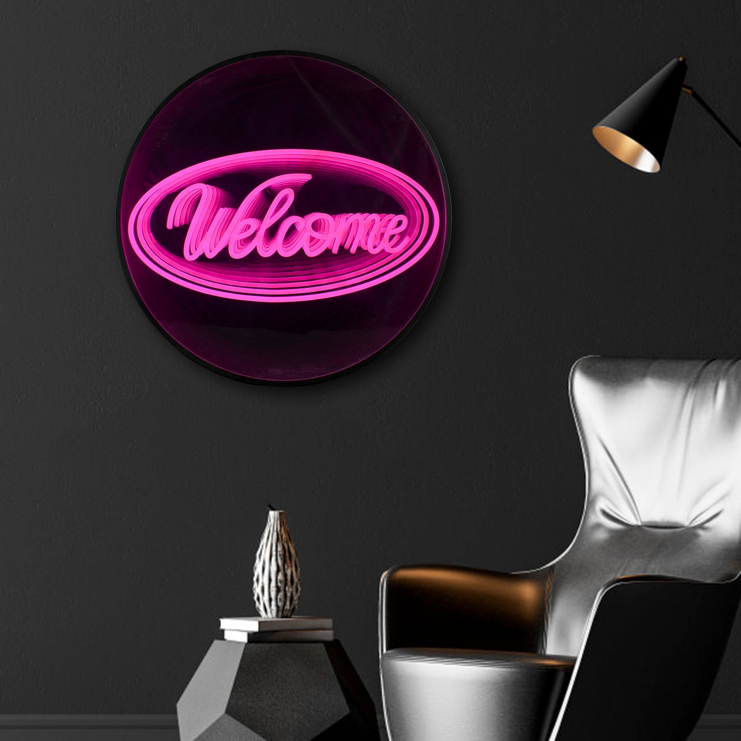 "Welcome" 3D Unendlichkeits LED Neonschrift