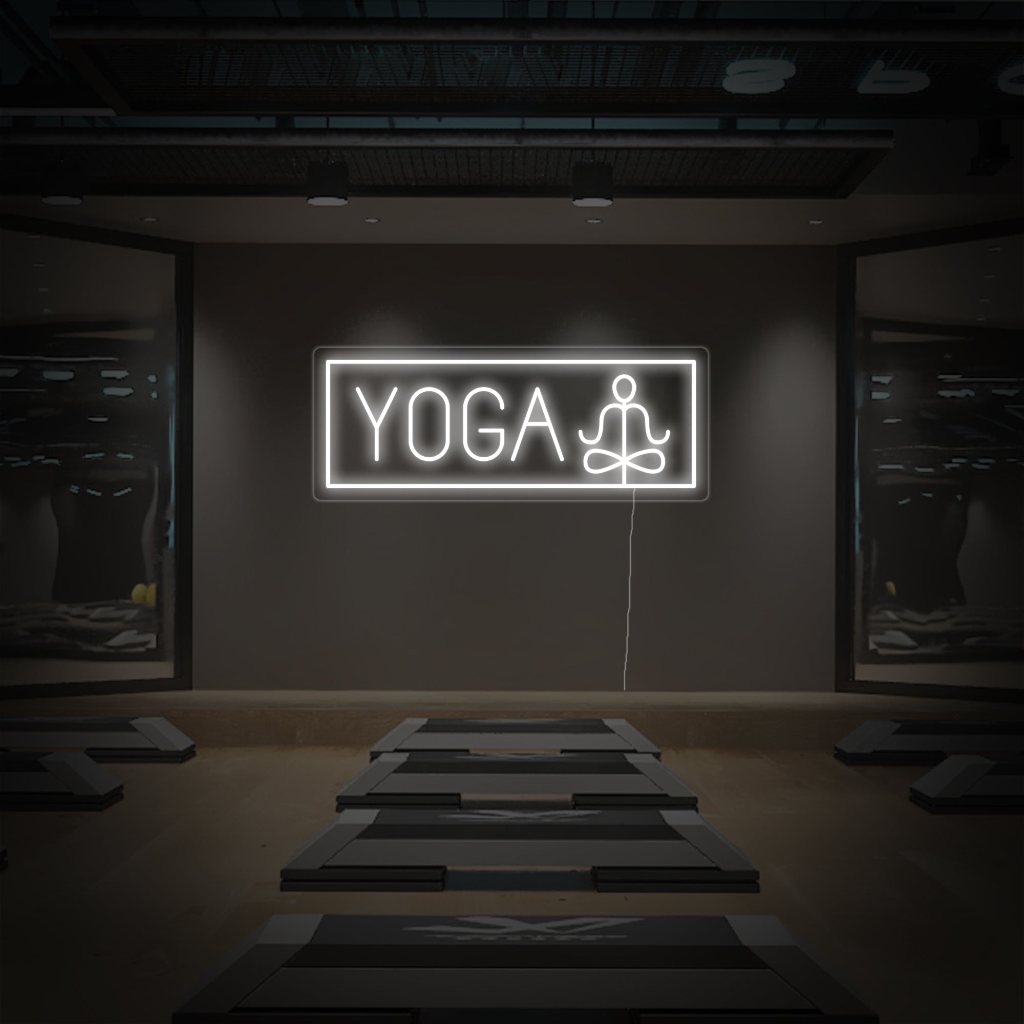 "Yoga, Meditation" Neonschrift