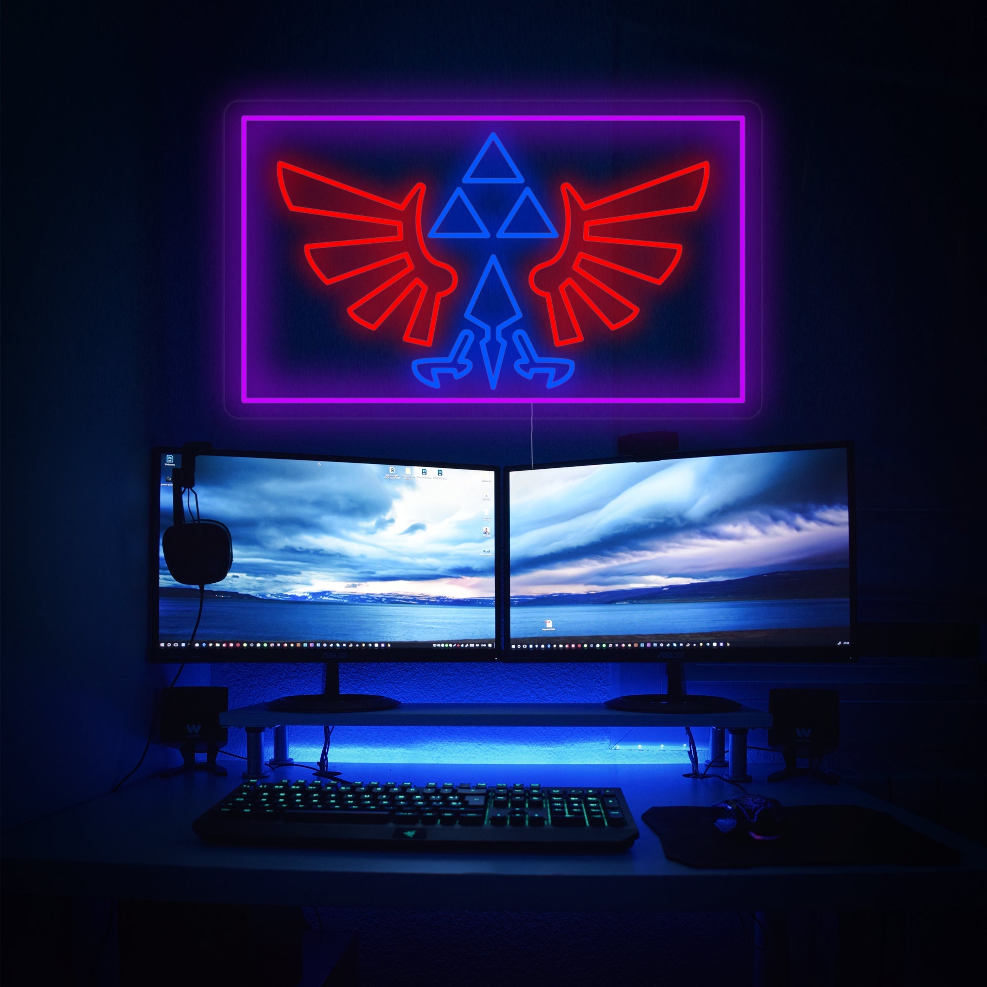 "Zelda Triforce Spielsaal" Neonschrift