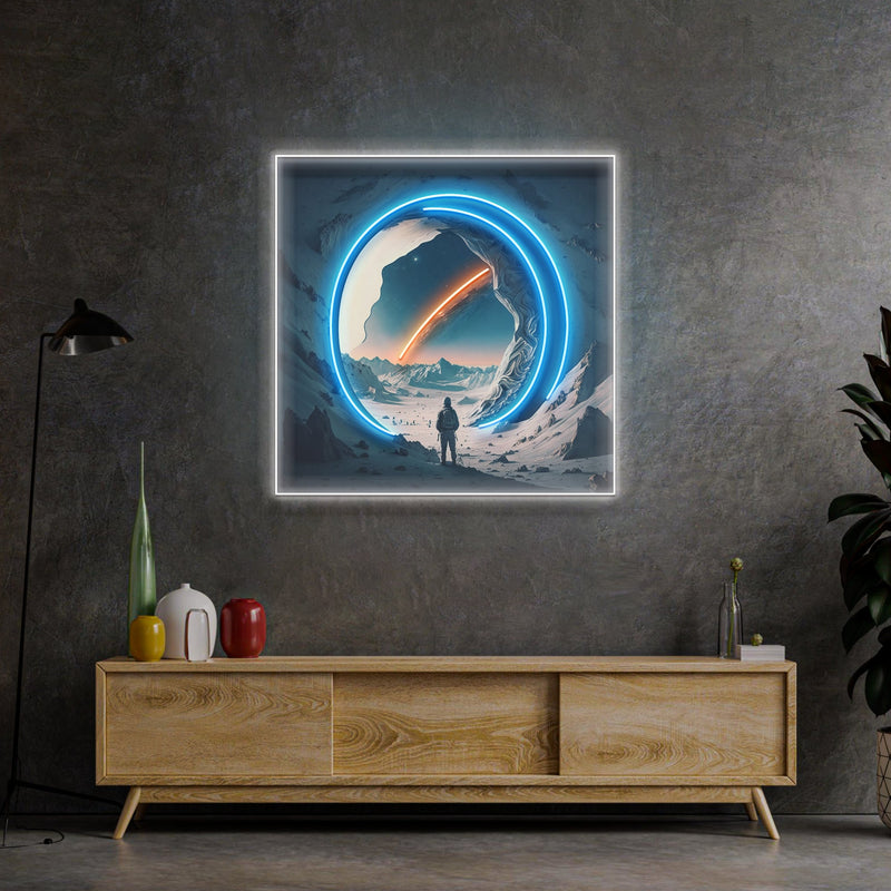 Astronauten Erleben Raumfahrt LED Neon Pop Art