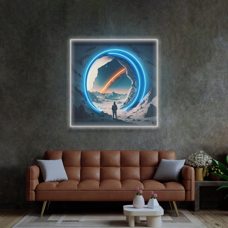 Astronauten Erleben Raumfahrt LED Neon Pop Art