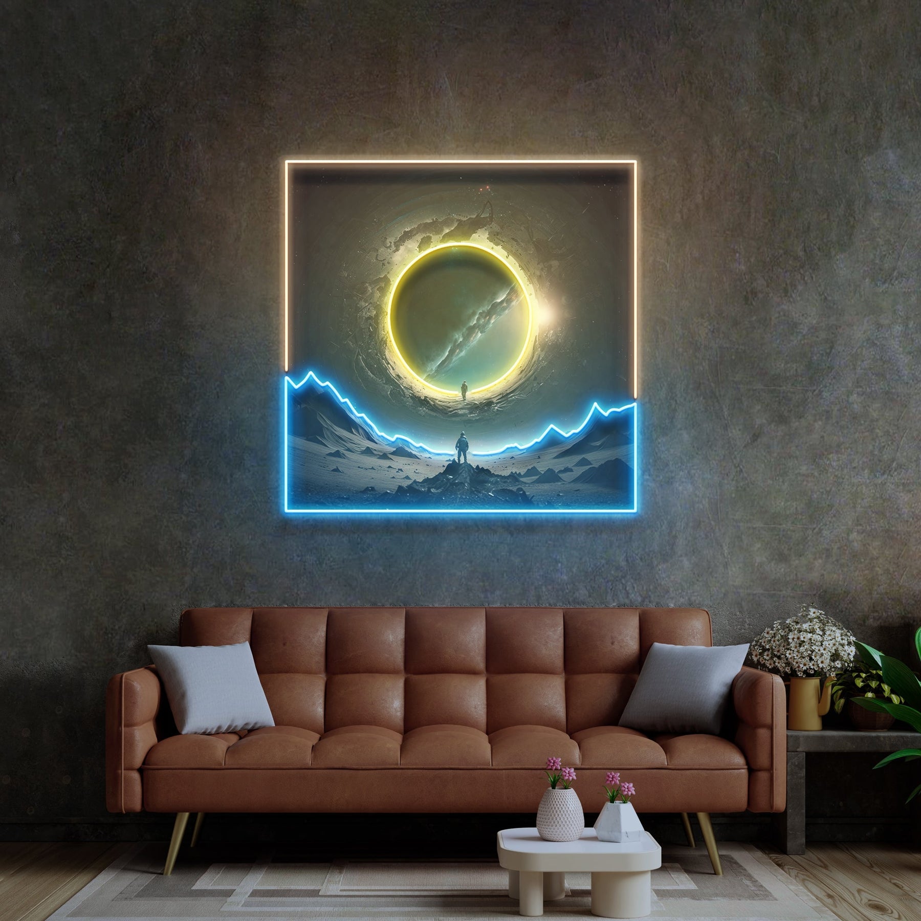 Astronaut und Space Gate LED Neon Pop Art – Ihr Tor zu den Sternen