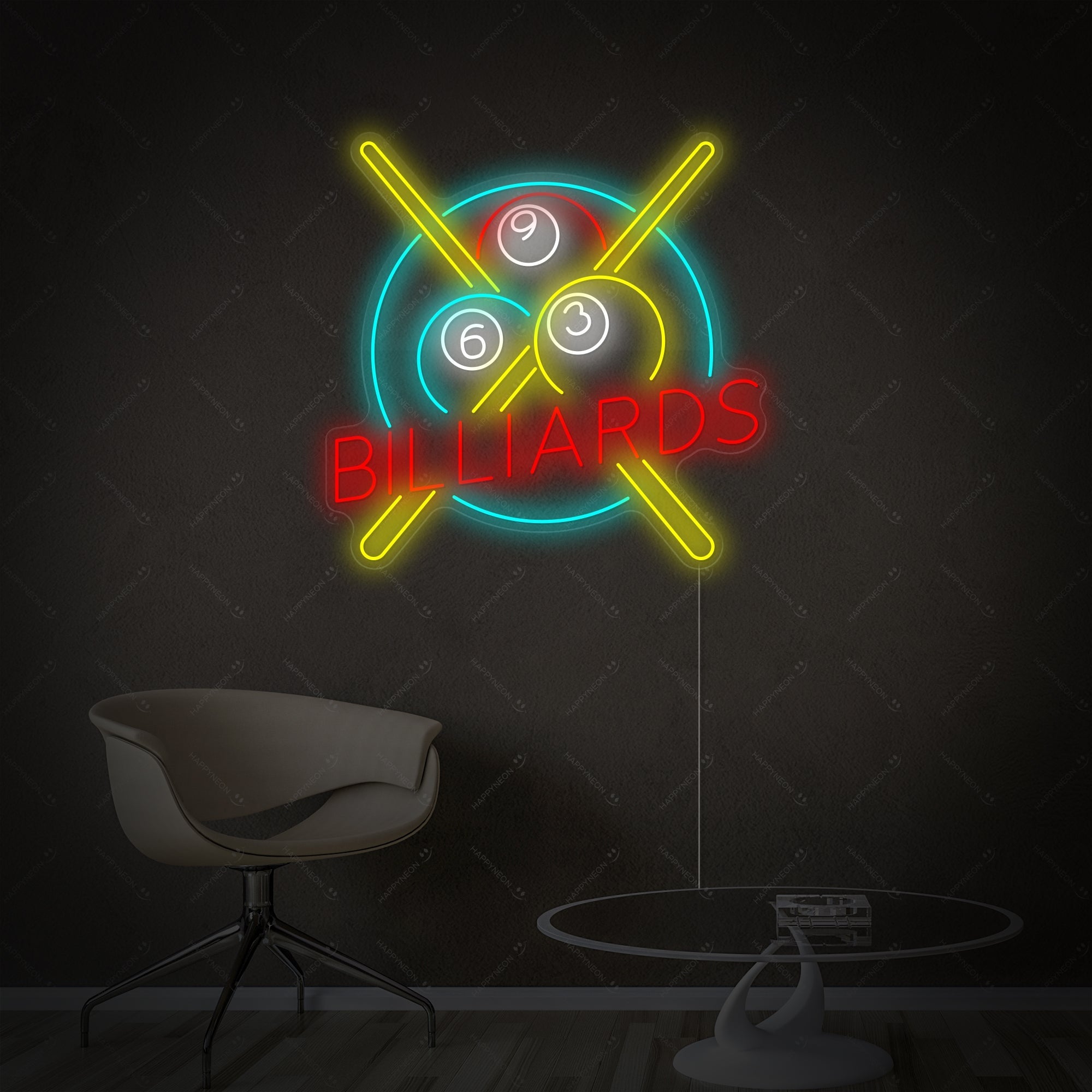 "Billard" Neonschild, Billard Leuchtreklame, Pool Leuchtschild
