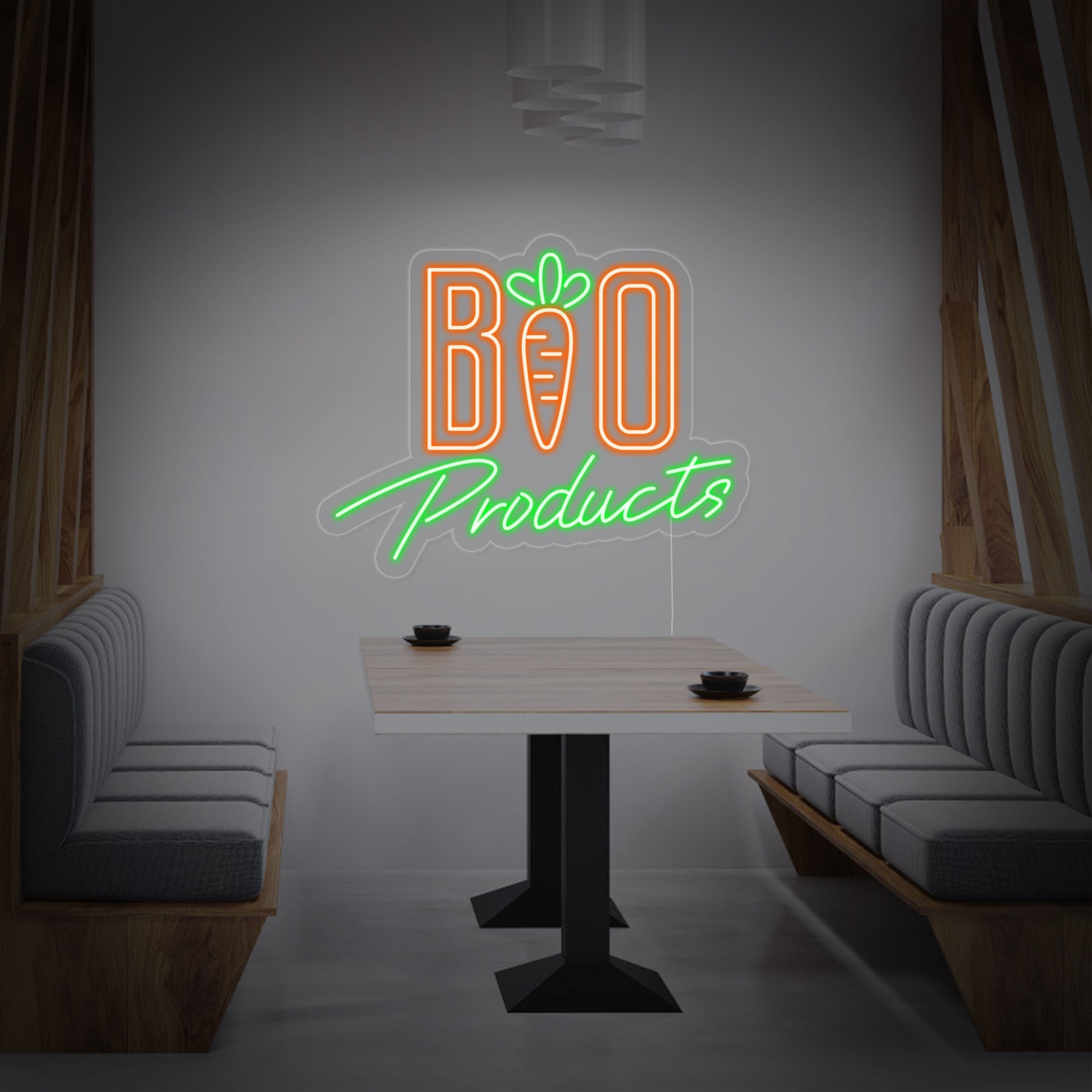 "Bio Products" Neonschrift