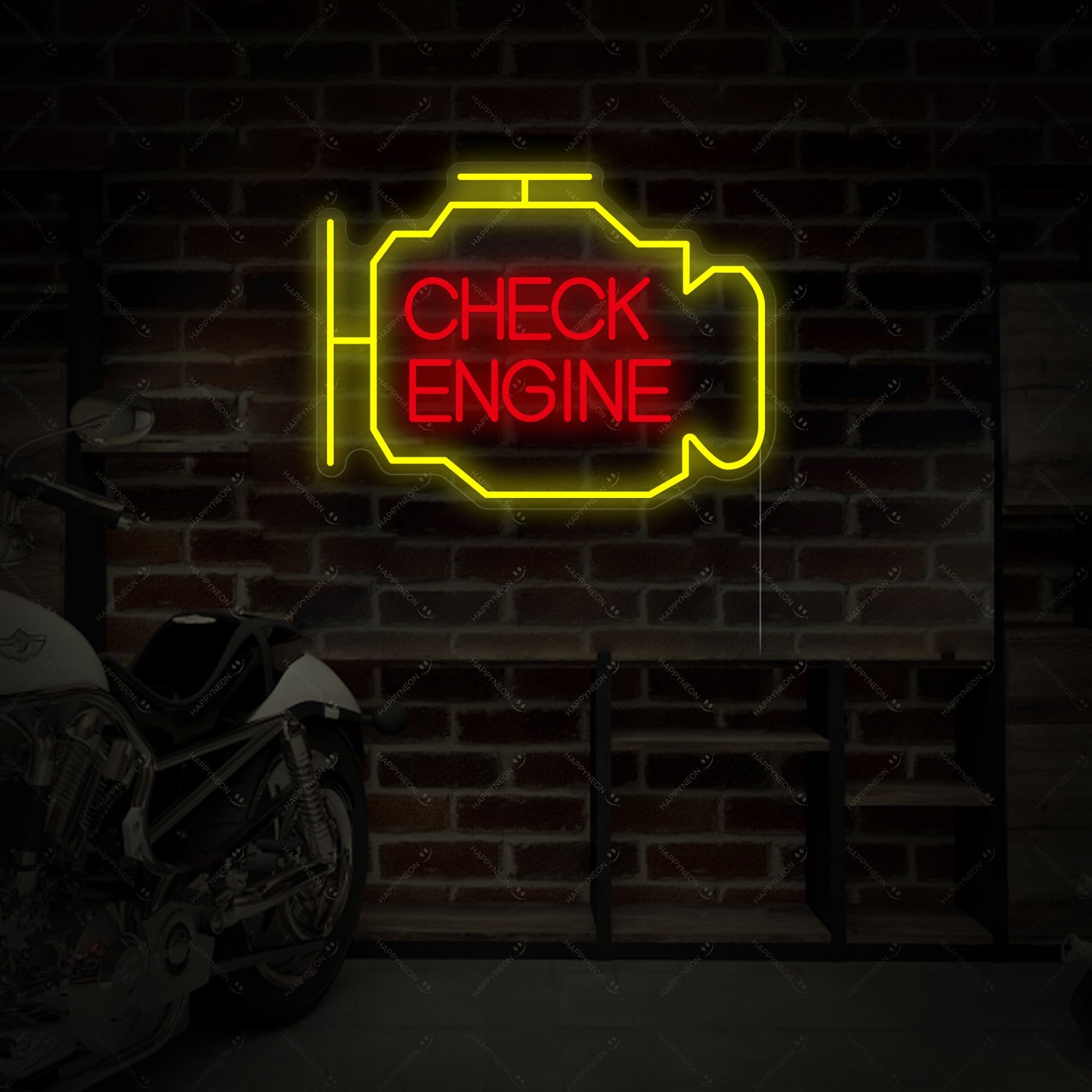 "Check Engine" Neonschild, Garage Leuchtreklame, Garage  Leuchtschild