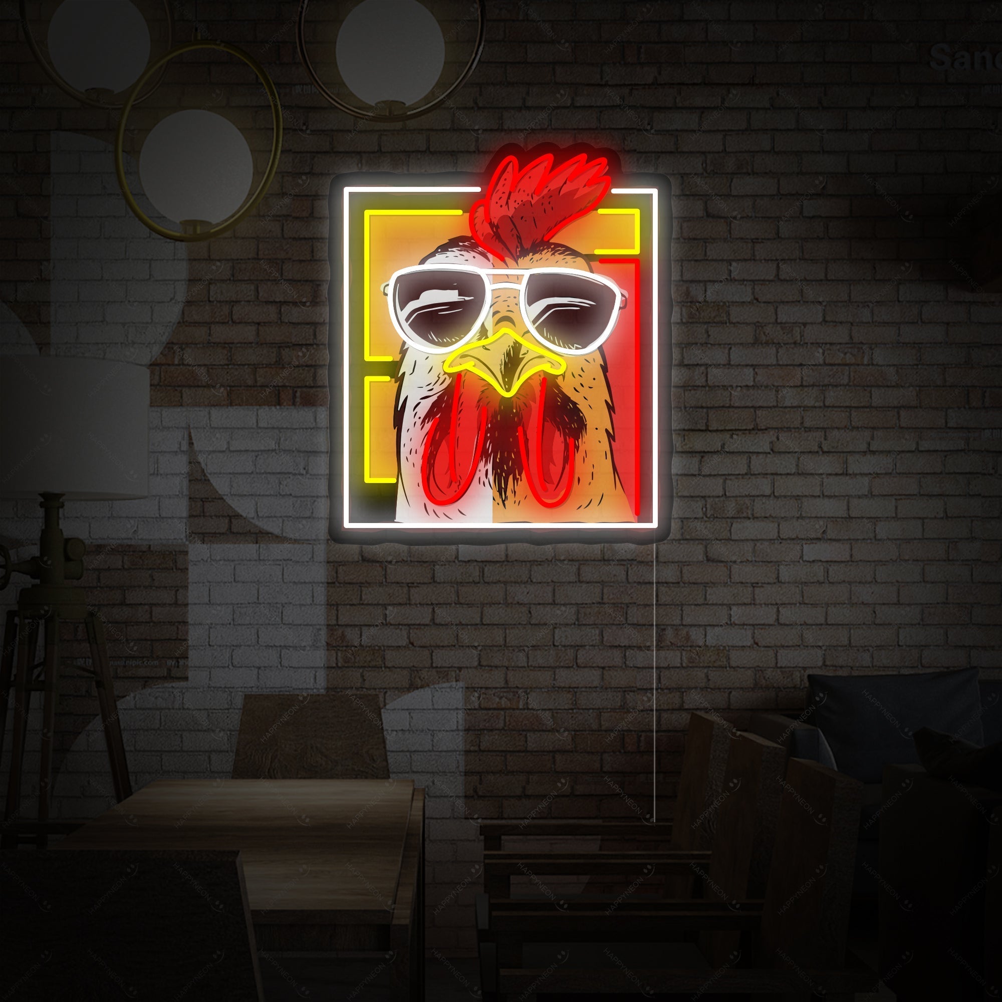 "Huhn Huhn Hahn" Neonschild