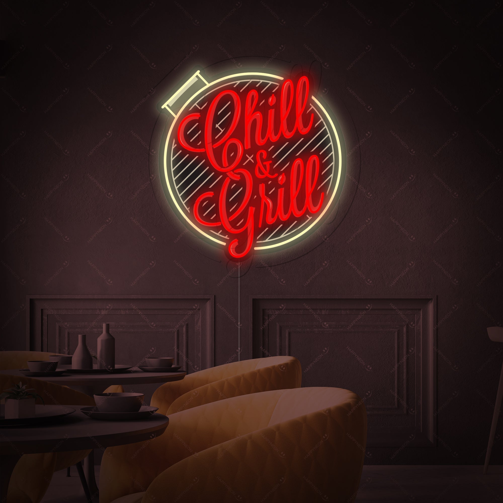 "Chill And Grill" Neonschild