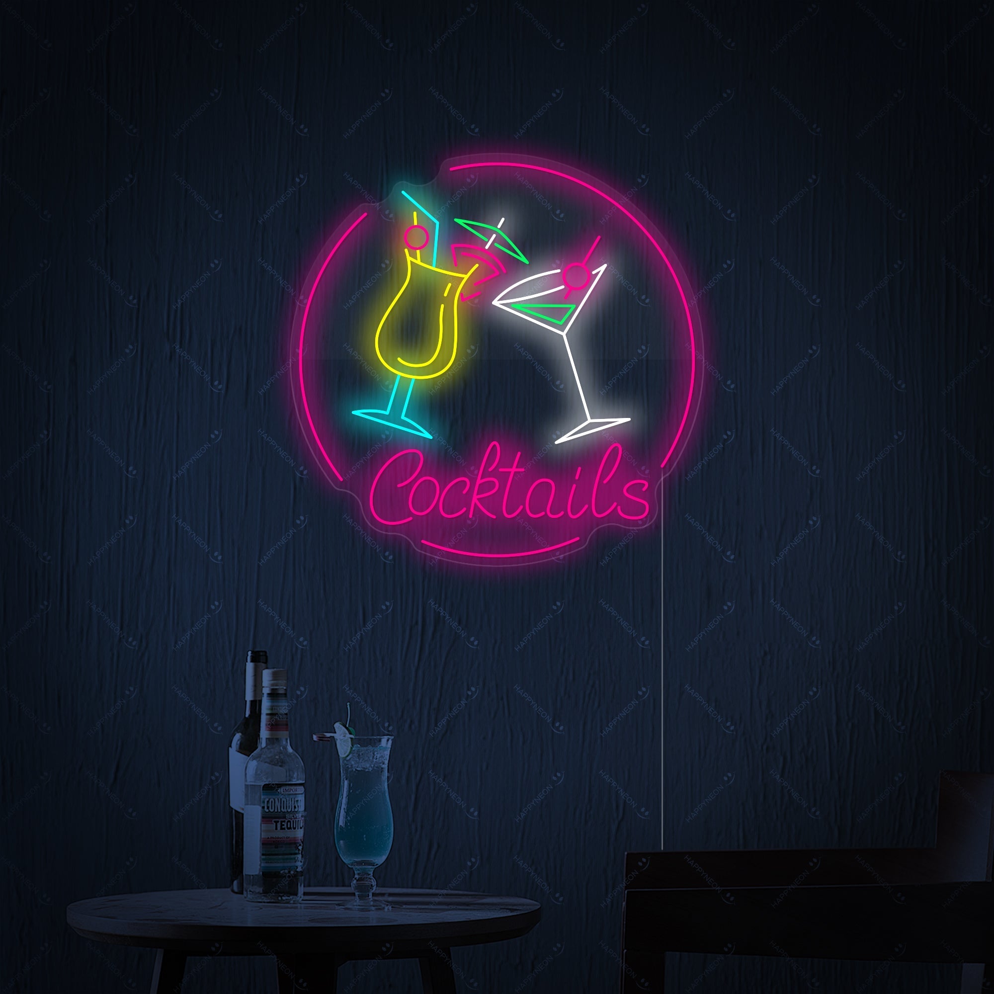 "Cocktails" Neonschild, Cocktailschild, Cocktail Leuchtreklame
