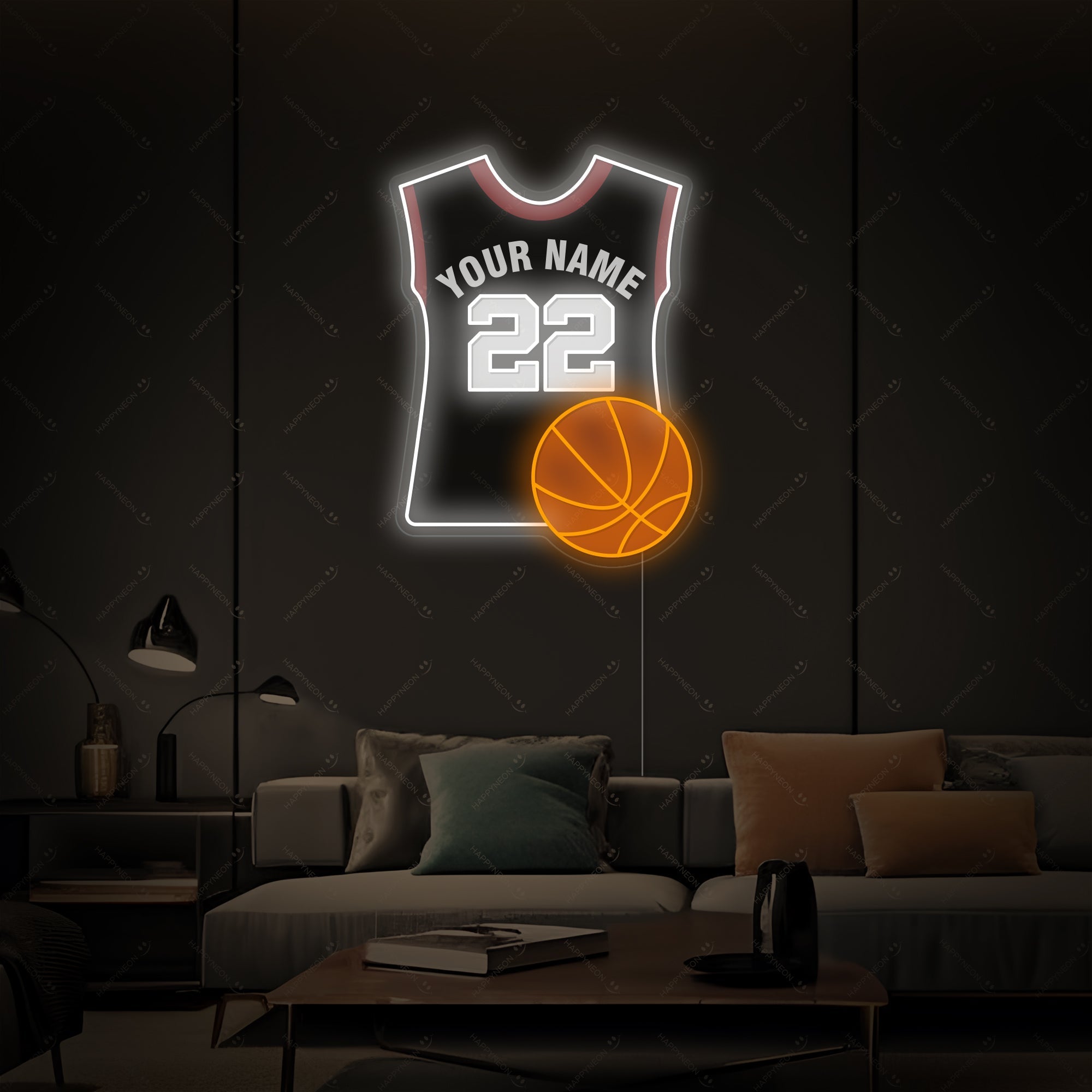 "Benutzerdefinierte Basketball und Trikot" Neonschild