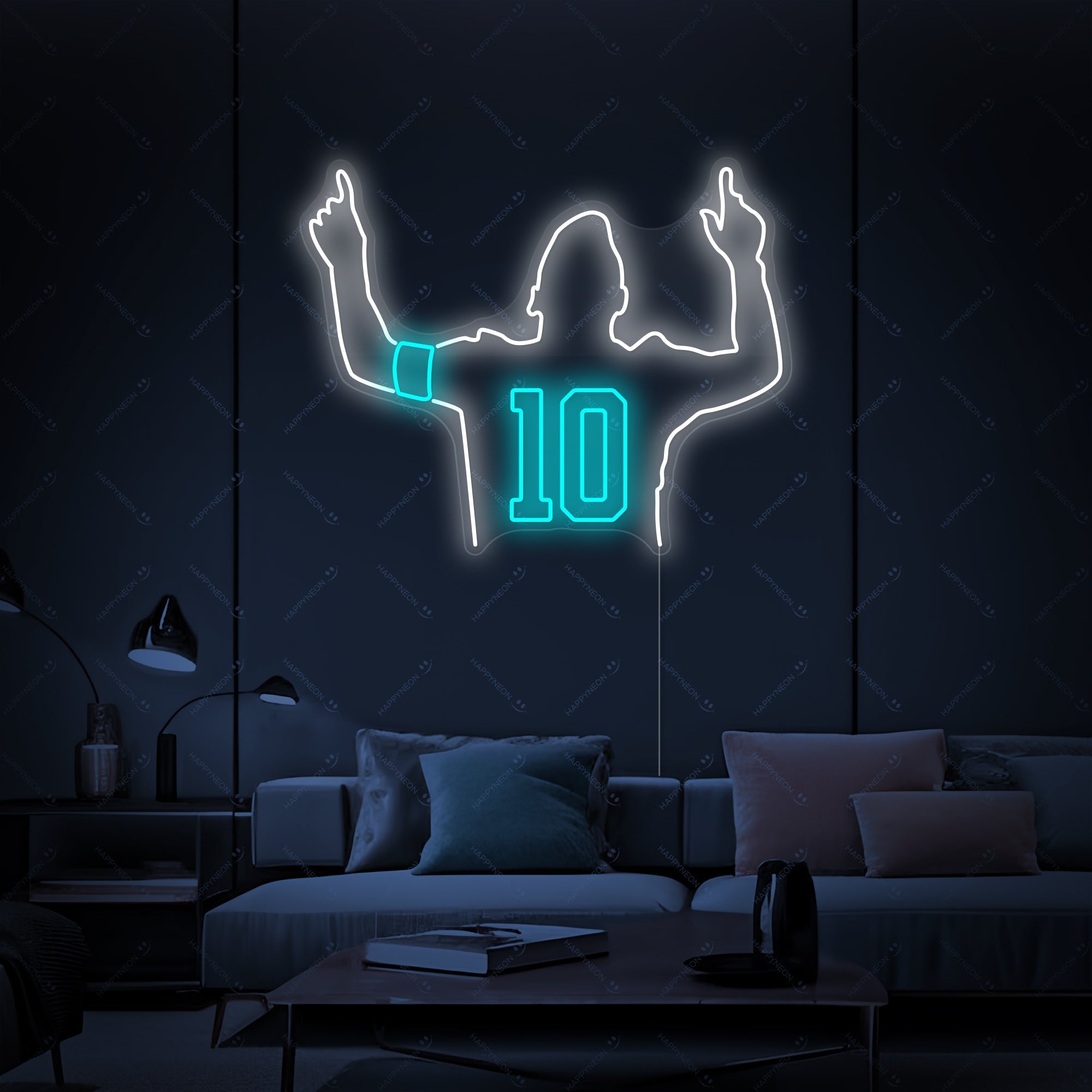 "Berühmter Fußballspieler Nummer 10" Neonschild
