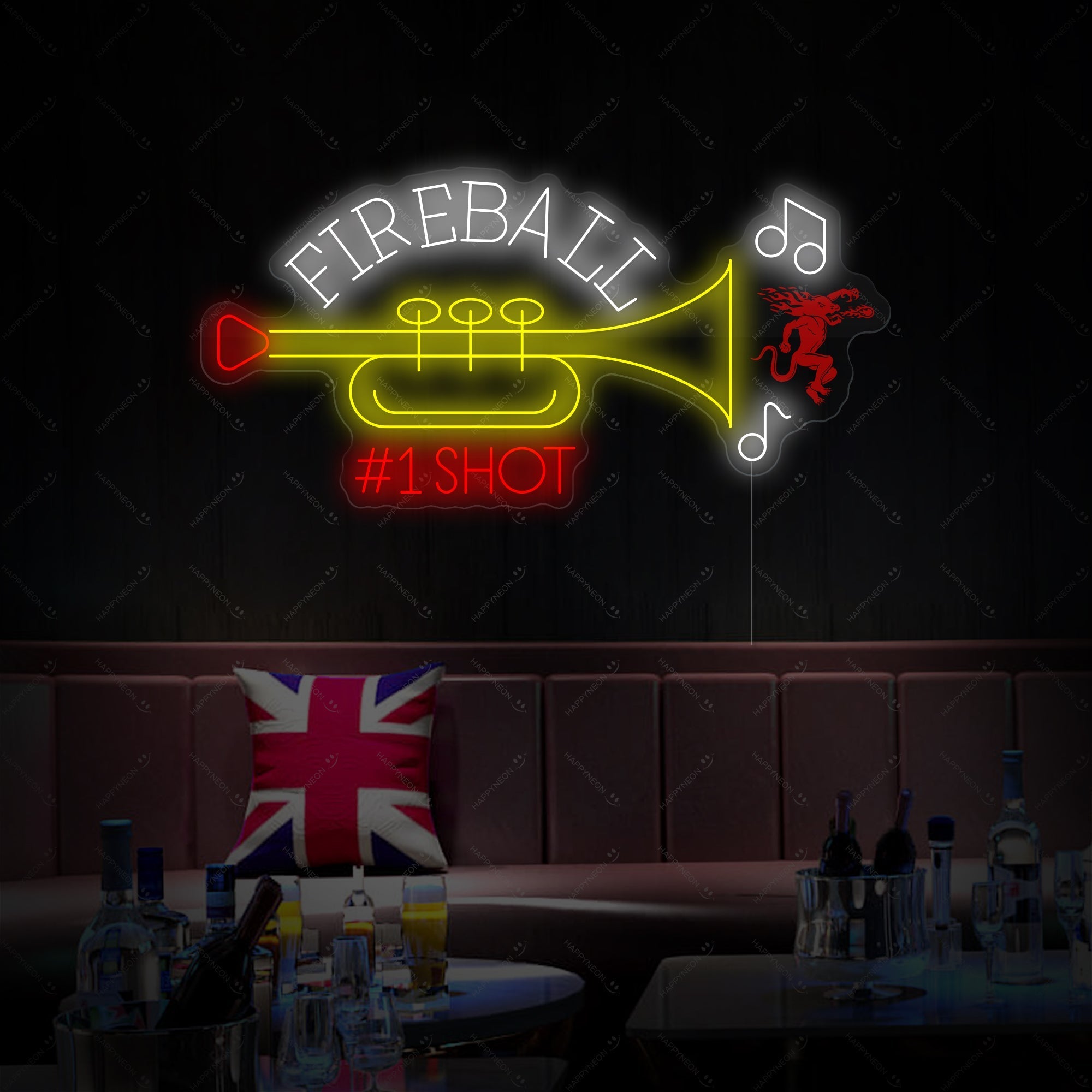 "Fireball #1 Shot Trompete" Neonschild