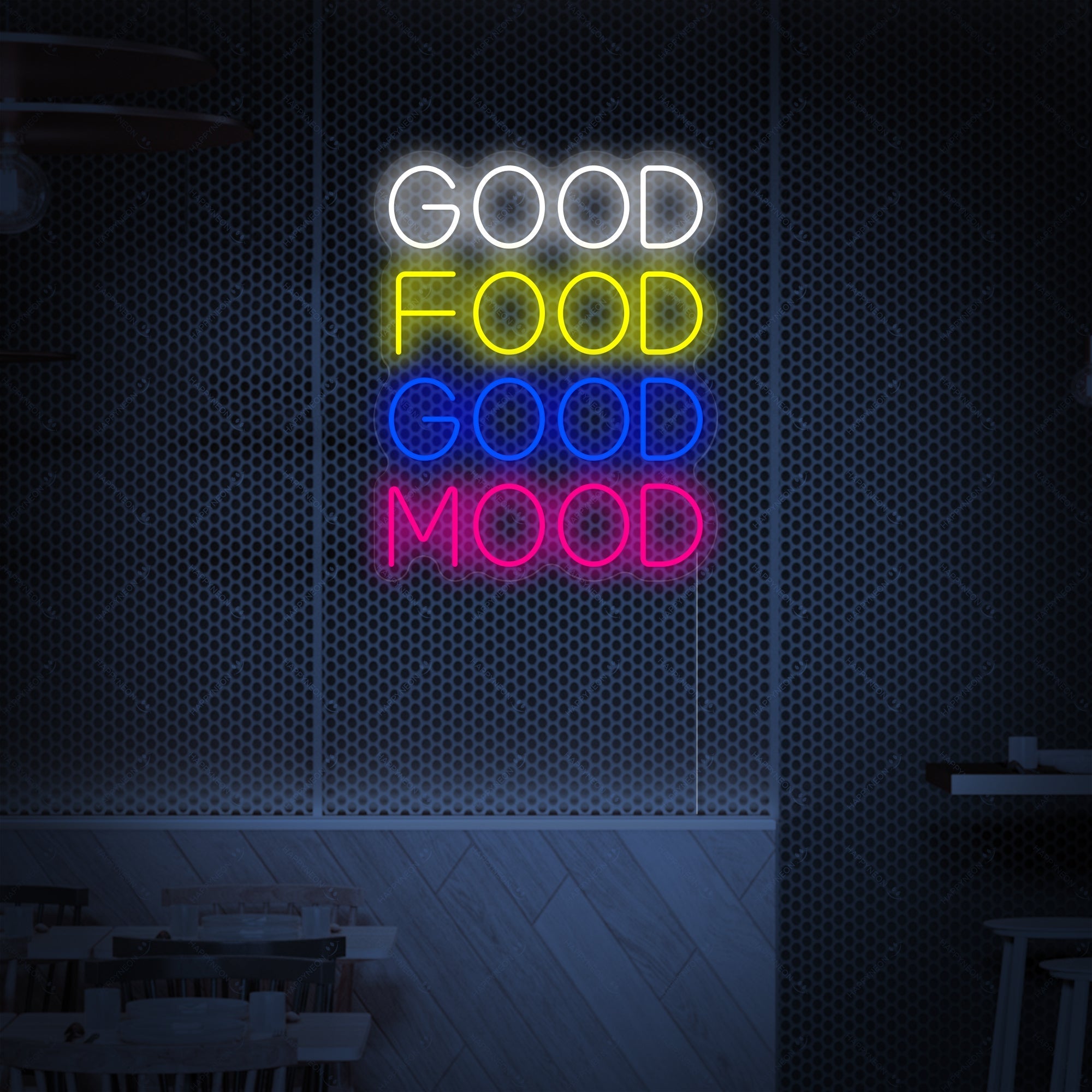 "Good Food Good Mood" Neonschild