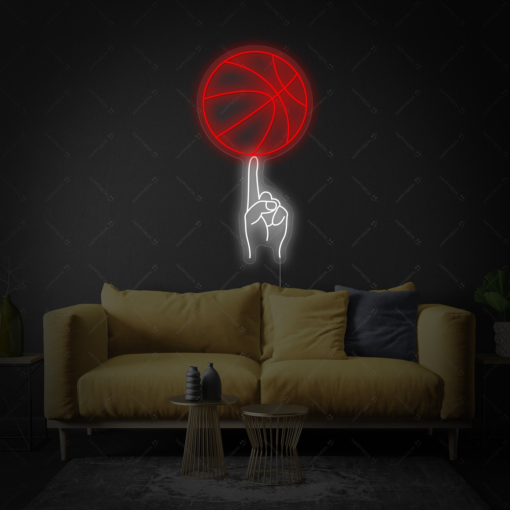 "Handschwung Basketball" Neonschild