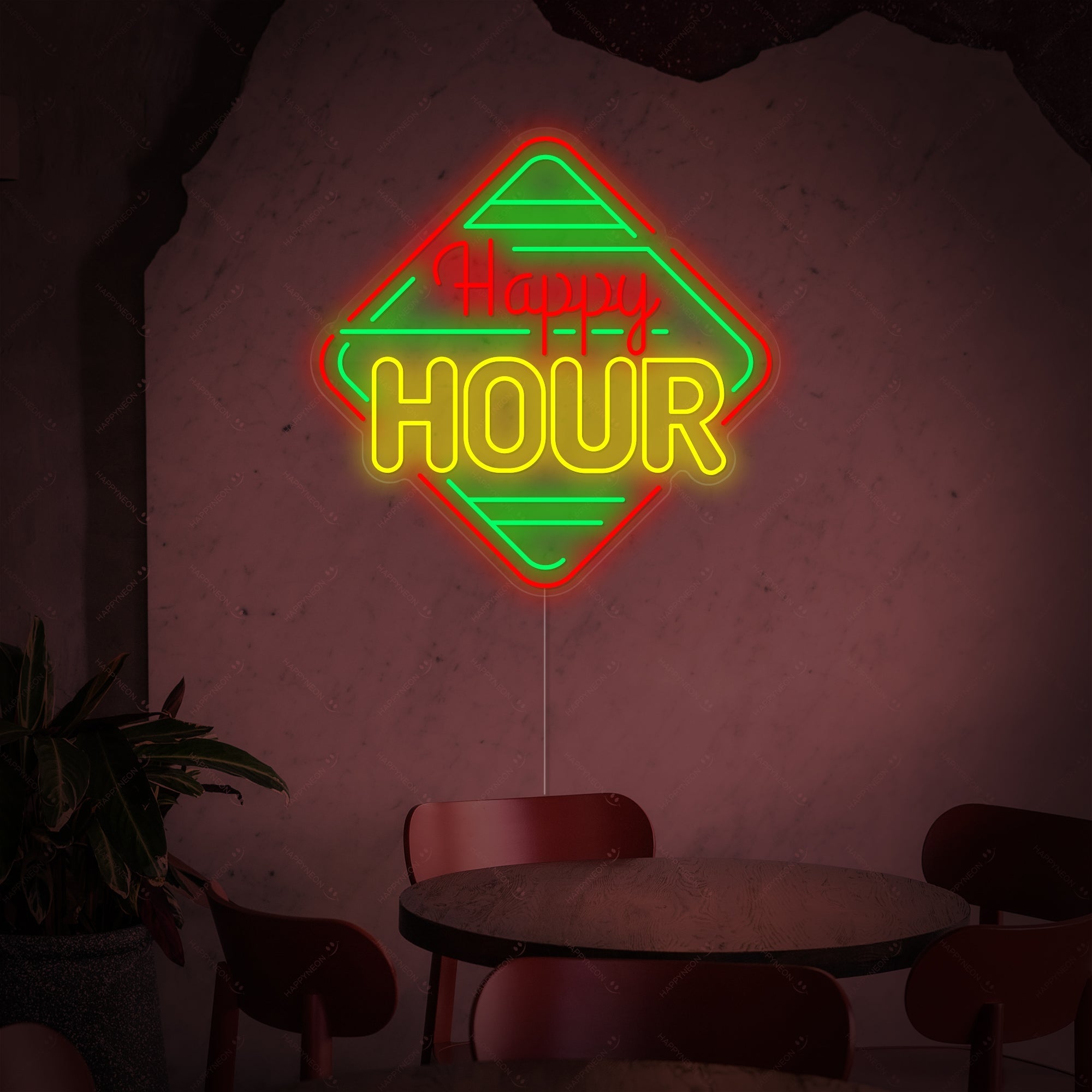 "Happy Hour" Neonschild, Happy Hour Leuchtreklame, Happy Hour Leuchtschild