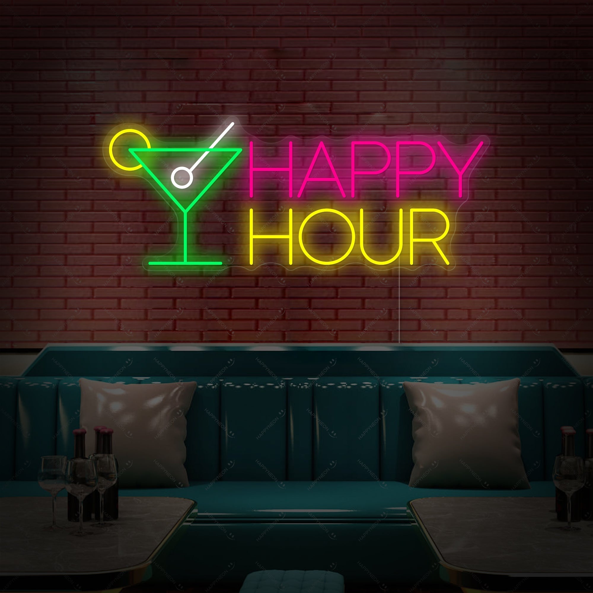 "Happy Hour" Neonschild, Happy Hour Leuchtreklame, Happy Hour Leuchtschild