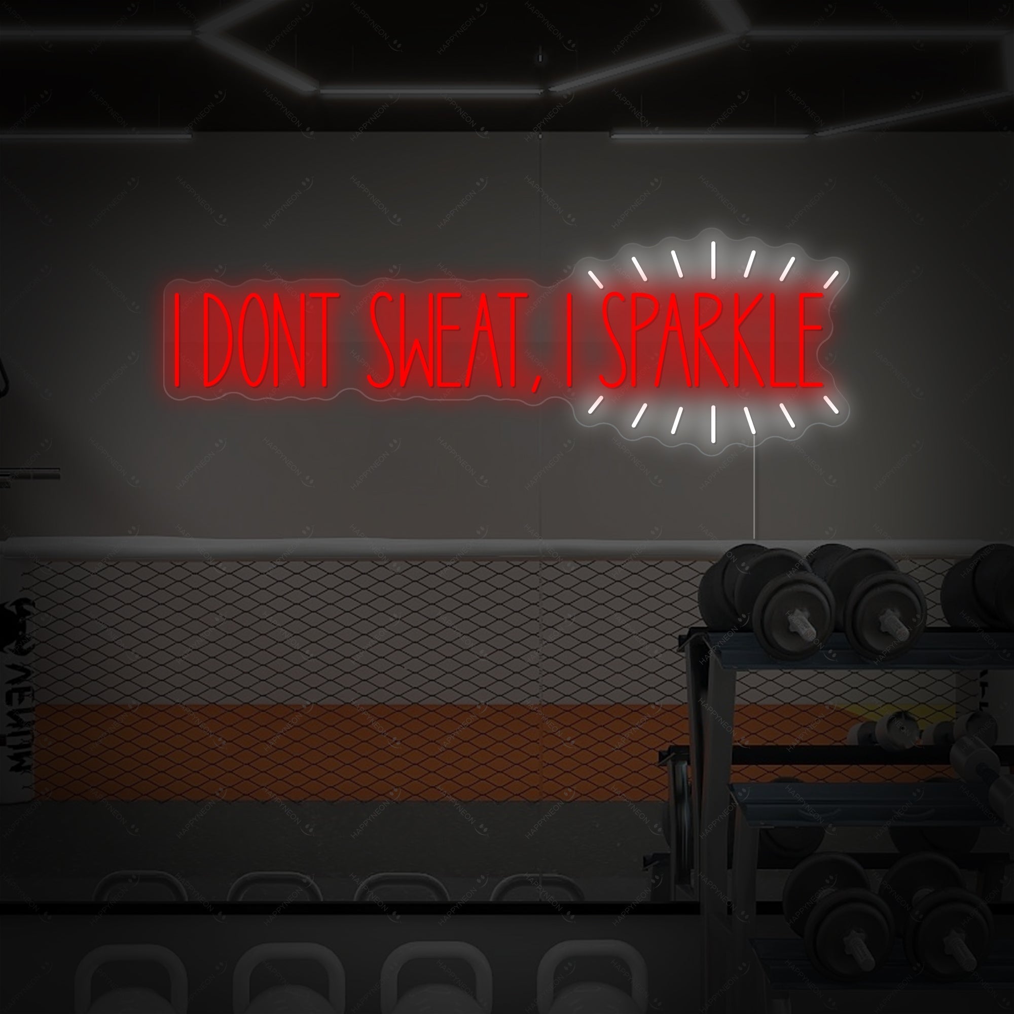 "I Don T Sweat, I Sparkle" Neonschild, Gym Leuchtreklame, Homegym Deko