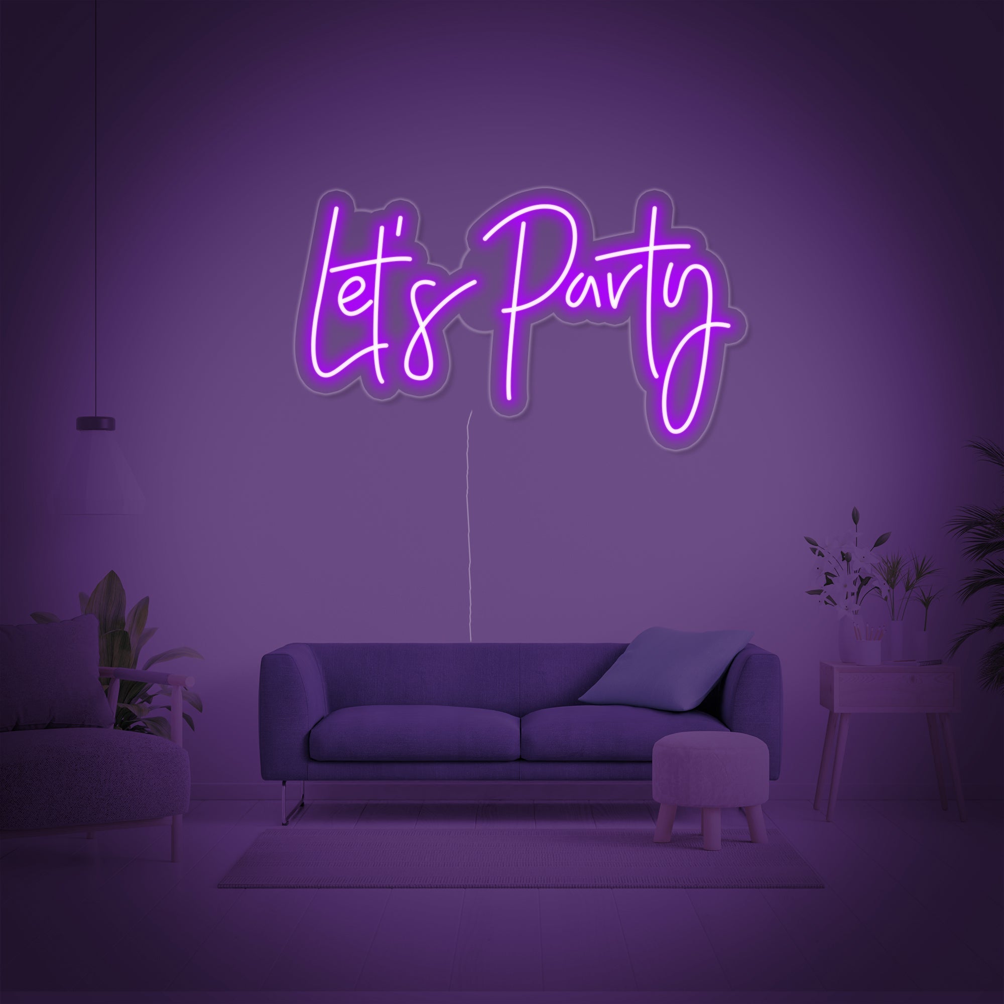 "Lets Party" Neonschrift