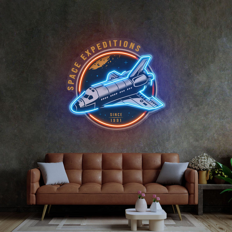 Weltraumabenteuer LED Neon Pop Art